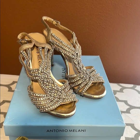 ANTONIO MELANI Shoes - Antonio Melani Gold Stiletto Heels with Strappy Design